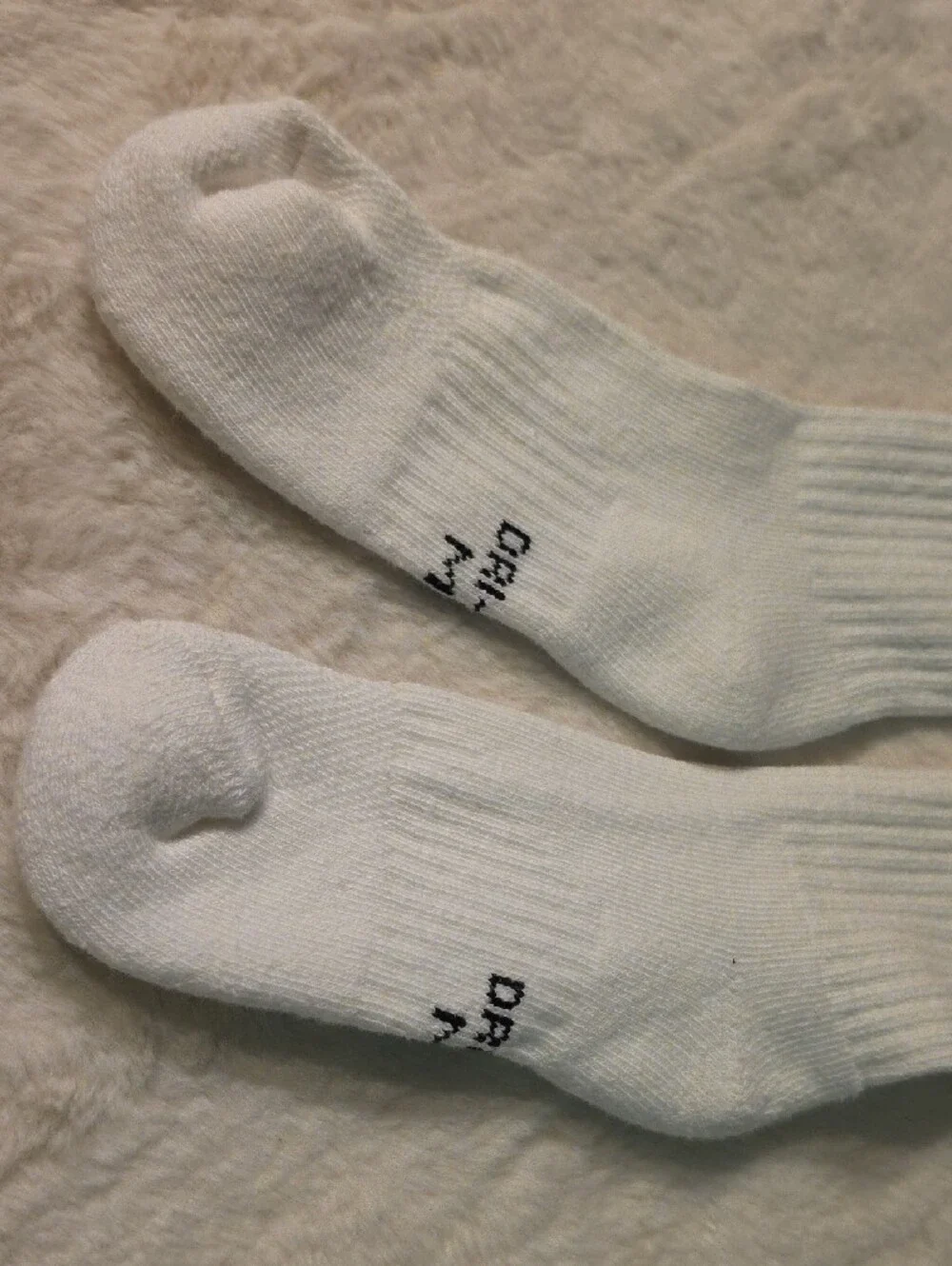 Nike Boys 2 Pairs Medium Size White Crew Athletic Socks with Black Swoosh